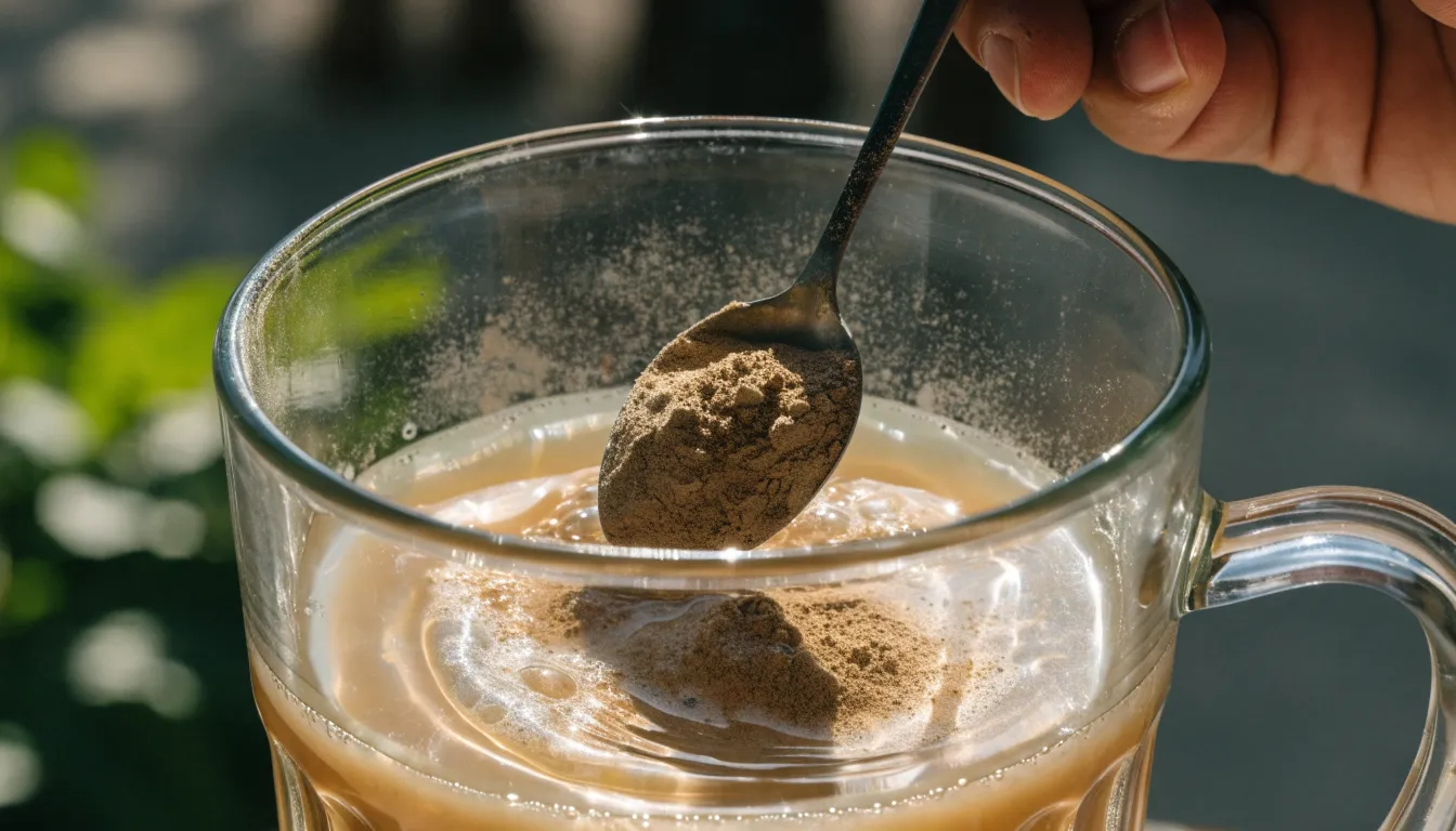 Powdered slippery elm bark mixed with warm water to form a thick protective mucilage drink.