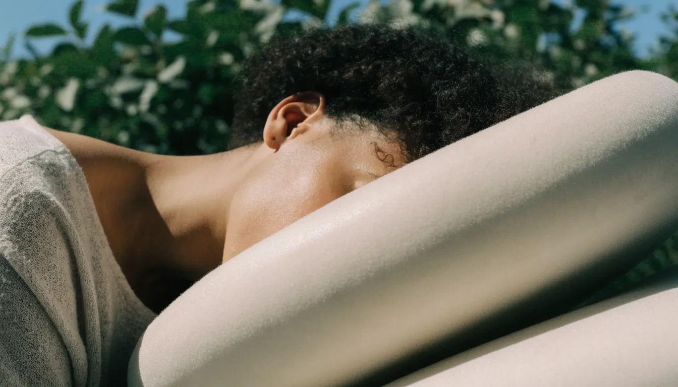 Illustration of a wedge pillow elevating the upper torso to prevent nighttime acid reflux.